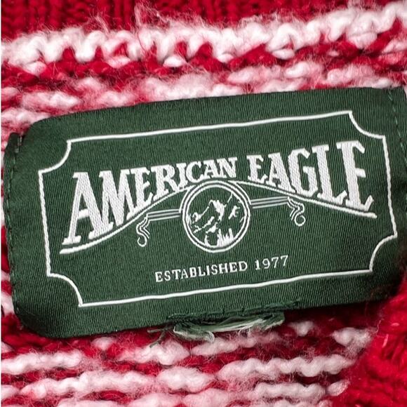 American Eagle | Small | Red Knit Fairisle Holiday Christmas Long Sleeve Sweater - Picture 5 of 6